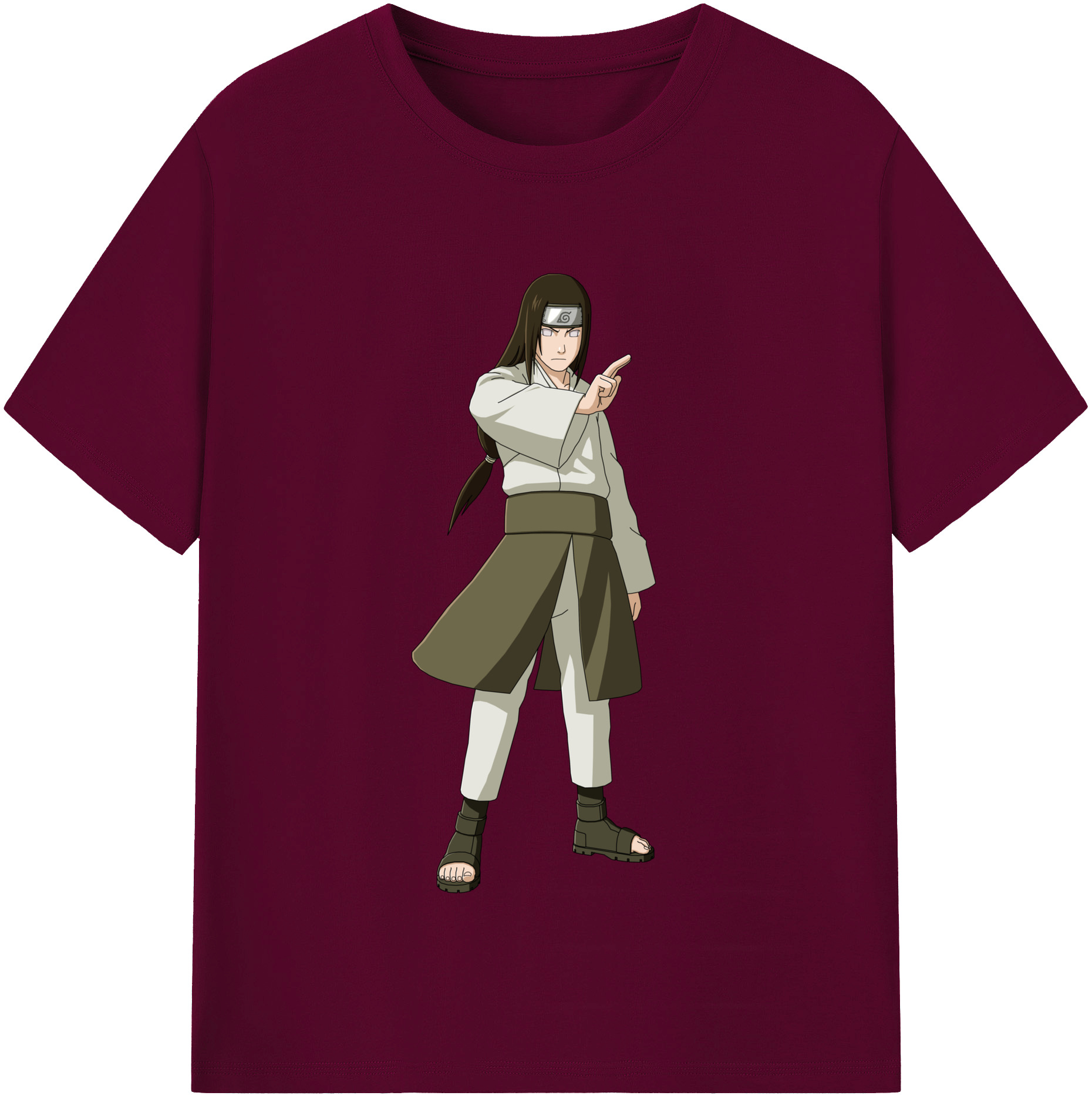 （画像用） NARUTO -ナルト- 日向ネジ Hyūga Neji レディースカジュアルプリントTシャツ（綿100％）